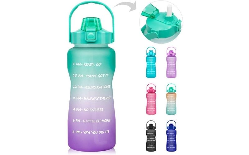 Motivational Half Gallon/64oz Water Bottle with Straw